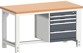 Cubio Werkbank W-1577/11-2.8 in Anthrazit mit höhenverstellbarer Holzplatte, B/T/H: 120 x 75 x 150 cm - Bild 1