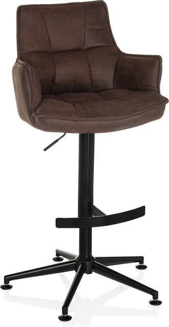 hjh LIVING Barhocker SOLAO LIFE HIGH in Braun mit Armlehnen, drehbar und gepolstert mit Microfaser und Metallgestell - Bild 1