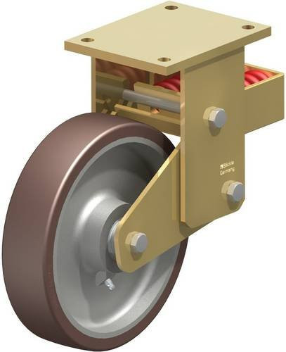 Blickle BSFN-GB 250K Bockrolle gefedert in Silber und Braun mit 250 mm Rad-Durchmesser und 1500 kg Tragfähigkeit - Bild 1