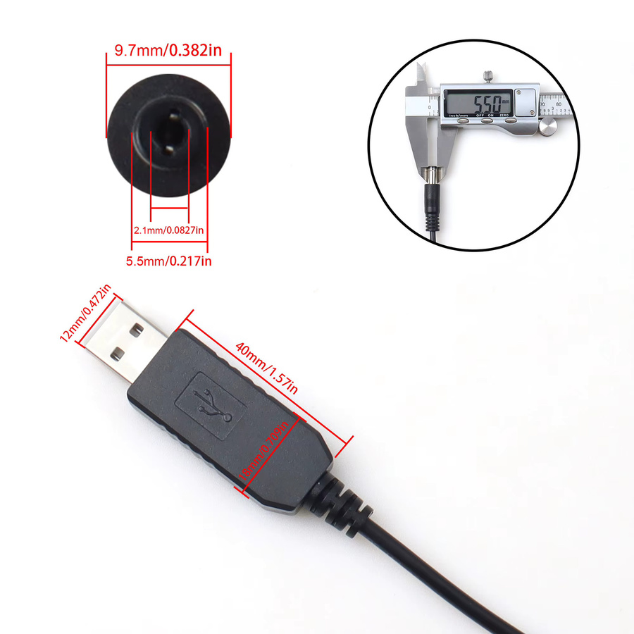 LANO USB zu DC5521 Spannungsverstärkungskabel, USB 5V auf 12V oder 9V Stromwandler für WLAN-Router, Schwarz, Länge: 1 m - Bild 3
