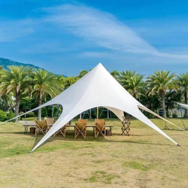 YTYIN Event-Zelt mit Einzelspitze in Weiß, wetterfestes Stretch-Zelt als robuster Sonnenschutz für Hochzeiten und Outdoor-Festivals - Bild 1
