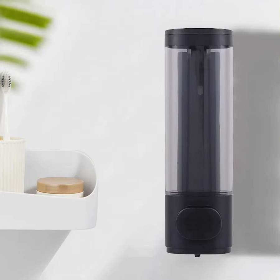 Alloet Seifenlotionsspender zur Wandmontage, nachfüllbarer manueller Flüssigkeitsspender für Badezimmer und Küche, Weiß, 300 ml - Bild 2