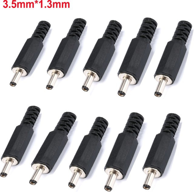 10/5-teiliges Set Gleichstrom-Stecker und Buchsen 3,5mm x 1,3mm, Schwarz - Bild 1