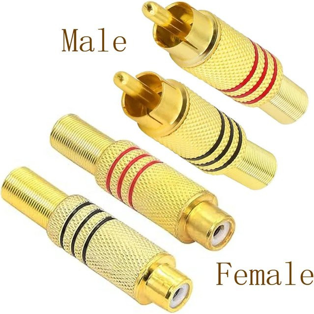 FRHY RCA-Stecker Set Vergoldet Löttyp Männlich und Weiblich für Audio-Video-Anschlüsse von Heimkino-Lautsprechern und Verstärkersystemen in Gold - Bild 1