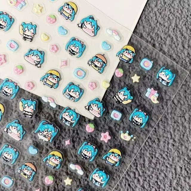 Hatsune Miku Nagelaufkleber, 5D Relief, Glänzend, Kinder - Bild 1