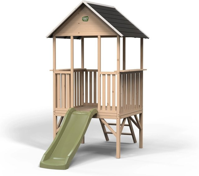 EXIT Toys Holzspielhaus Panorama 300 mit Rutsche in Braun - Bild 1