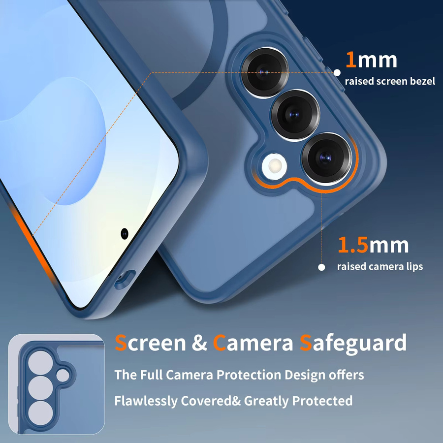 Robuste magnetische Handyhülle für Samsung Galaxy S25 Edge und S24 Ultra Plus 5G in Transparent, Schwarz oder Blau mit stoßfester PC-Rückseite - Bild 4