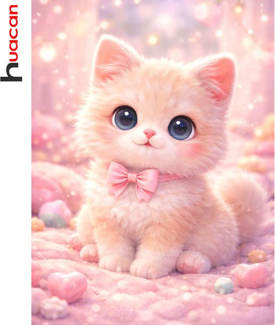 Huacan 5D Diamant-Malerei Katze DIY Diamant-Stickerei Tiermotiv Wanddekoration Full Round - Bild 1