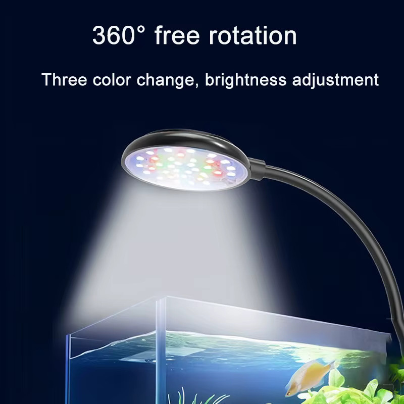 TUNFAN USB Aquarium LED Lampe mit Clip-Halterung, dimmbar, Vollspektrum RGB Licht in Schwarz - Bild 2