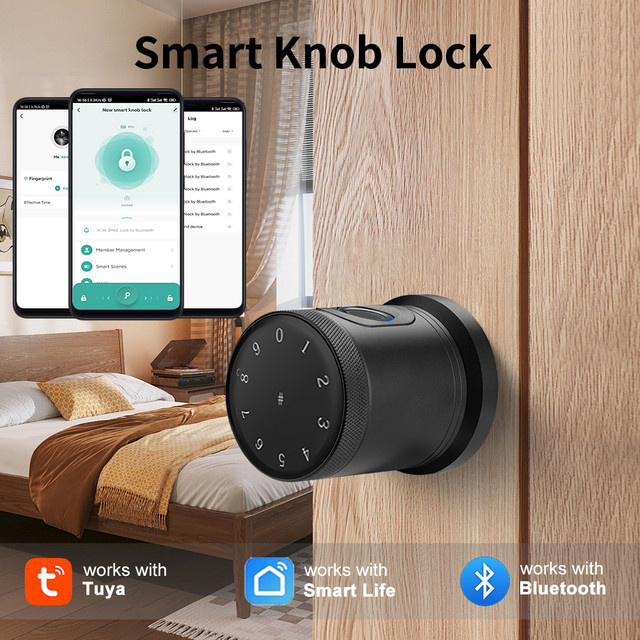 Tuya Smart Bluetooth Elektronisches Türschloss mit LED Touchscreen Tastatur in Schwarz - Bild 1