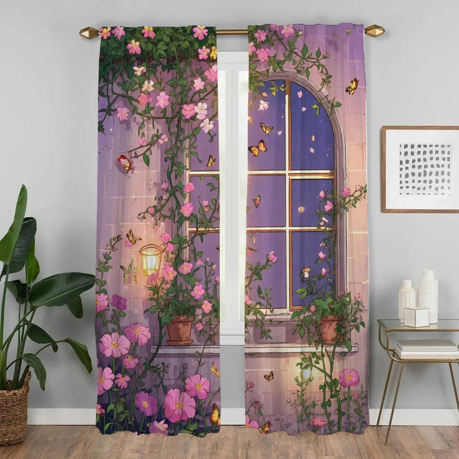 Zweiteiliges Garten-Verdunkelungsvorhang-Set für Schlafzimmer und Kinderzimmer, Halloween-Dekoration, Breite: 107 cm, Höhe: 274 cm - Bild 1