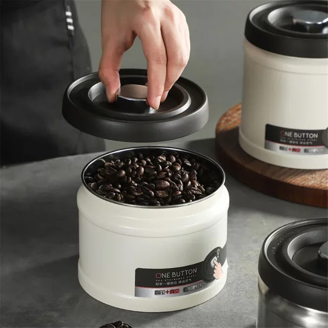 Vakuumversiegelte Aufbewahrungsdose aus Edelstahl für Kaffeebohnen, Tee und Nüsse, Silber, 0,75 l - Bild 1