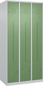 C+P Z-Spind Classic PLUS Spind mit 6 Fächern, Zylinderschloss, Grau/Grün, H x B x T: 185 x 90 x 50 cm - Bild 1