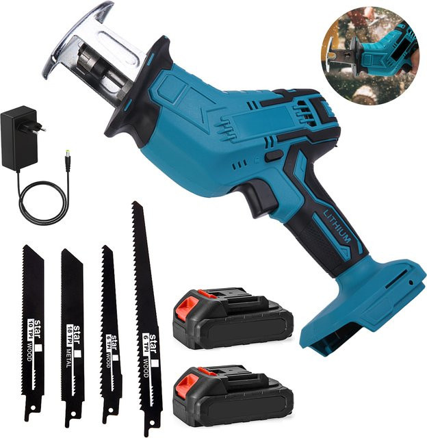 Makita Kabellose Elektrische Säbelsäge in Blau mit 3000 U/min und variabler Geschwindigkeit für Metall und Holz, passend für 21V Akku - Bild 1
