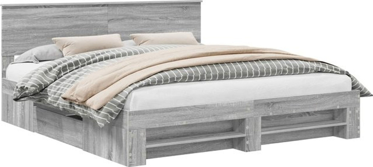 Modernes Bettgestell aus Holzwerkstoff von vidaXL in Grau, B/T/H: 180 x 200 cm - Bild 1