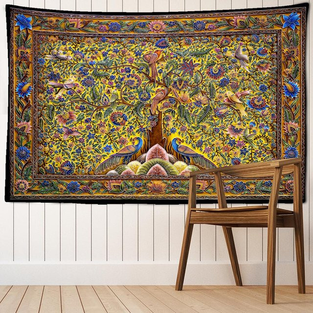 Wandteppich Super Six mit abstraktem Gesichtsmuster im Boho-Stil, Multicolour, B: 320 cm, H: 182 cm - Bild 1