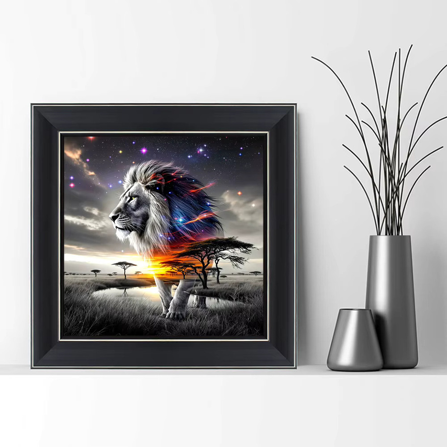 EverShine Diamant Mosaik Löwe DIY 5D Stickerei Set mit runden Steinen in Multicolour, Breite: 20 cm, Höhe: 20 cm - Bild 3