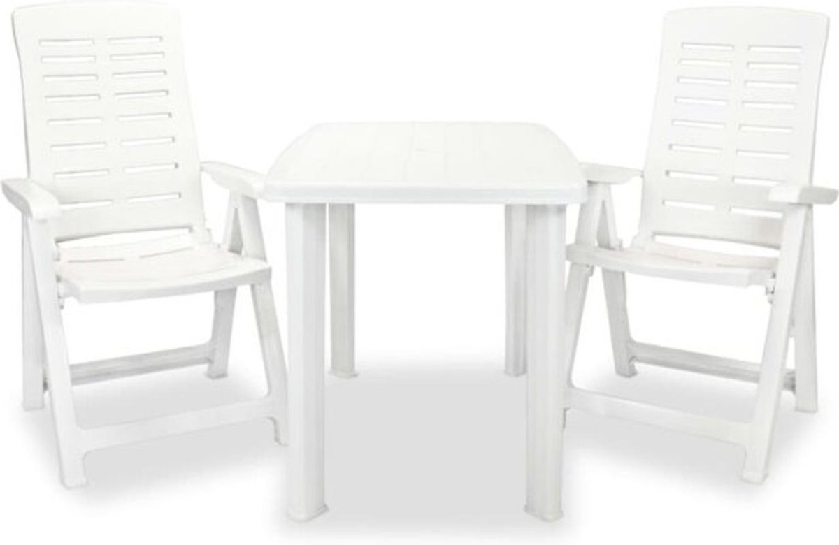 3-tlg. Bistro-Set aus Kunststoff in Weiß von vidaxl als minimalistisches Gartenmöbel-Set - Bild 1
