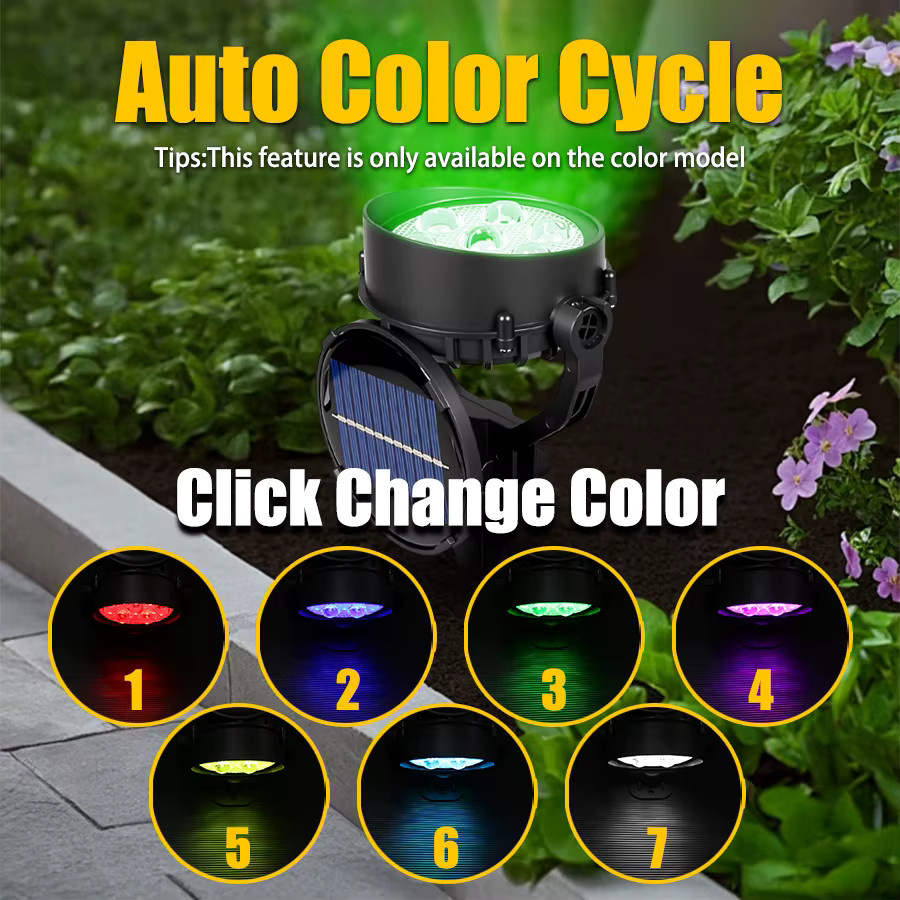 Heinast LED Solar Spot Lichter IP65 Wasserdicht, Schwarz, Einstellbare Helligkeit für Garten und Hof - Bild 2