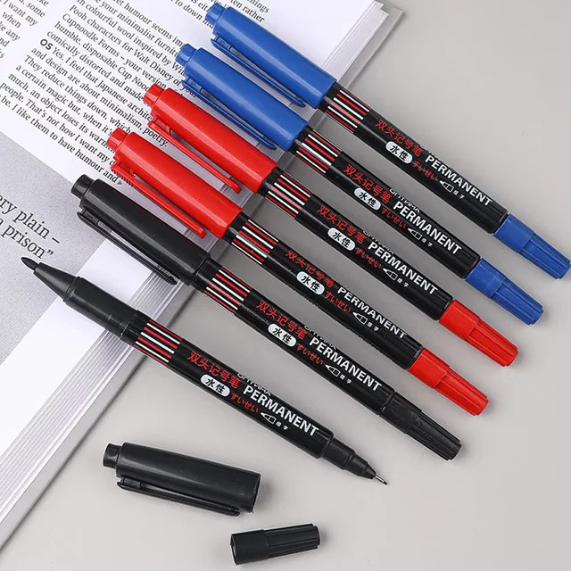 LOLEDE Doppelspitze Marker Set mit 20 Teilen in Schwarz, Blau und Rot, wasserfeste Permanent Marker für Metall, Holz und Dekorationen - Bild 1