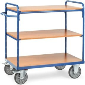 Fetra Etagenwagen 8101 in Blau mit 1 festem und 2 Einlegeböden, Tragkraft 600kg, TPE-Reifen - Bild 1