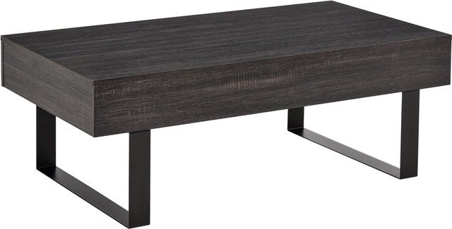 HOMCOM Couchtisch quadratisch mit Stauraum und stabilem Stahlgestell in Schwarz und Grau, B/T/H: 110 x 60 x 40 cm - Bild 1