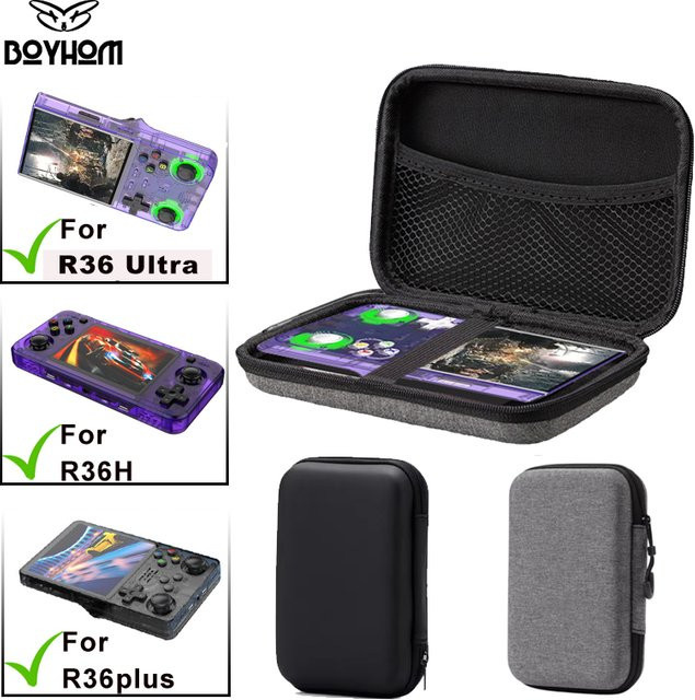 BOYHOM Tragetasche für R36 Ultra Retro-Konsole, Stoßfeste Aufbewahrungstasche und Schutzhülle für R36H PLUS, Schwarz - Bild 1