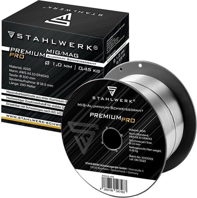 STAHLWERK MIG MAG Aluminium Schweißdraht ER4043 AlSi5, Farbe: Silber, Durchmesser: 10 mm, Gewicht: 0,45 kg - Bild 1