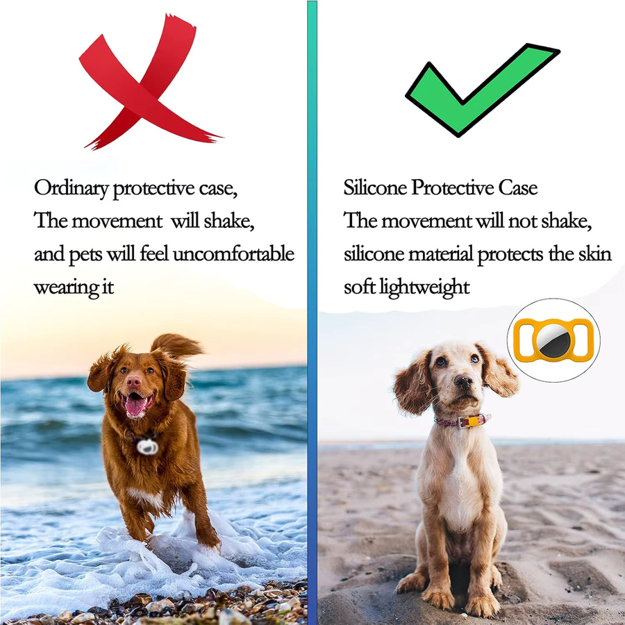 Apple AirTag Halterung aus weichem Silikon für Hundehalsbänder und Katzenhalsbänder in Orange - Bild 4