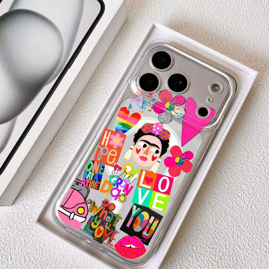 Frida Kahlo Design Handyhülle für iPhone 12 bis 17 Pro Max Plus, magnetische transparente Schutzhülle in Kristallklar - Bild 2