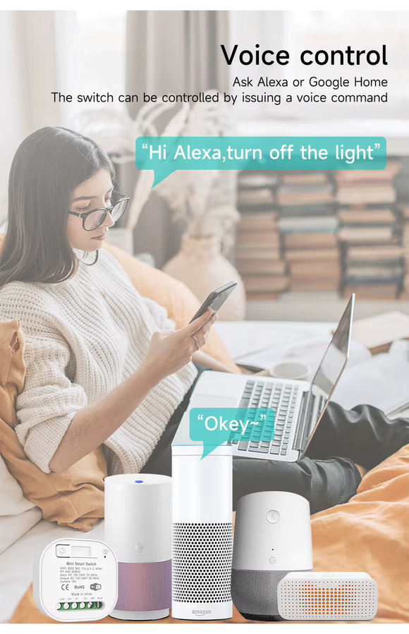 Tuya WiFi Smart Switch 10A Mini DIY Schaltermodul in Weiß mit RF433 Fernbedienung und Zeitschaltuhr, 2 Kanäle, kompatibel mit Alexa und Google Home - Bild 2