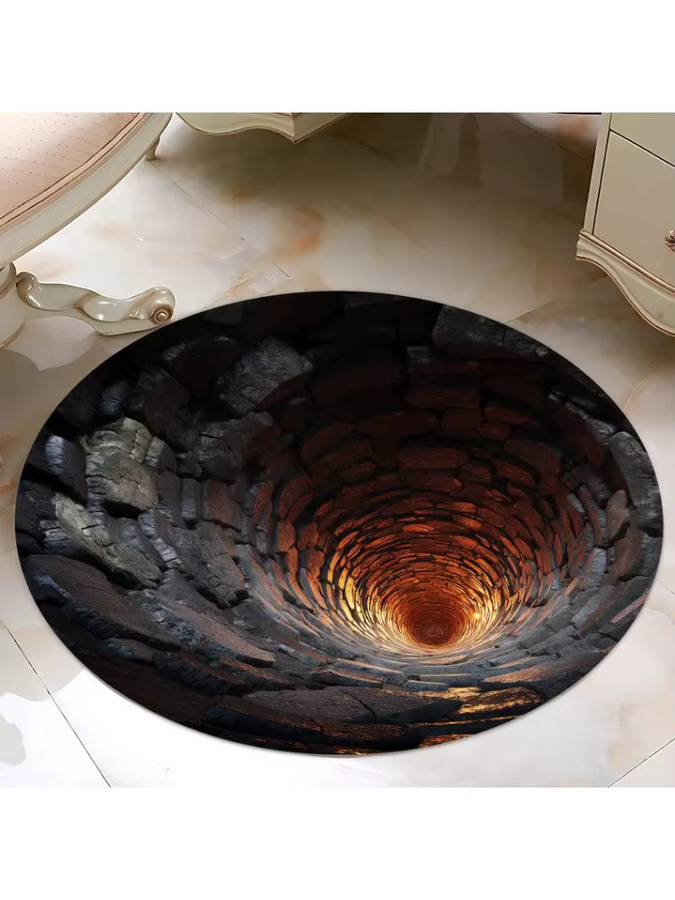 Lava Abyss Runder Teppich mit 3D-Illusion in Multicolour, Weich und Rutschfest für Wohnzimmer und Schlafzimmer - Bild 2