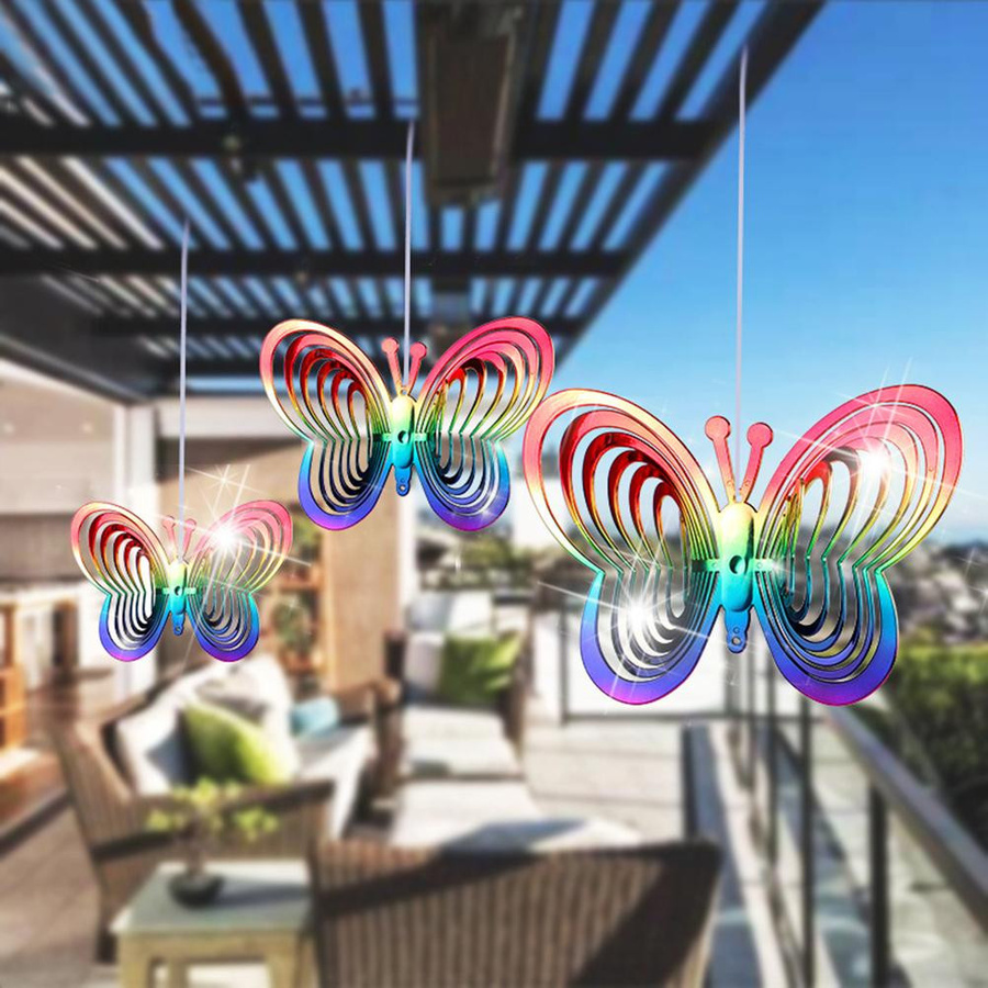 KONNWEI Schmetterling Windspiel aus Plastik in Grün zur Aufhängung für den Garten und Outdoor-Bereich - Bild 2