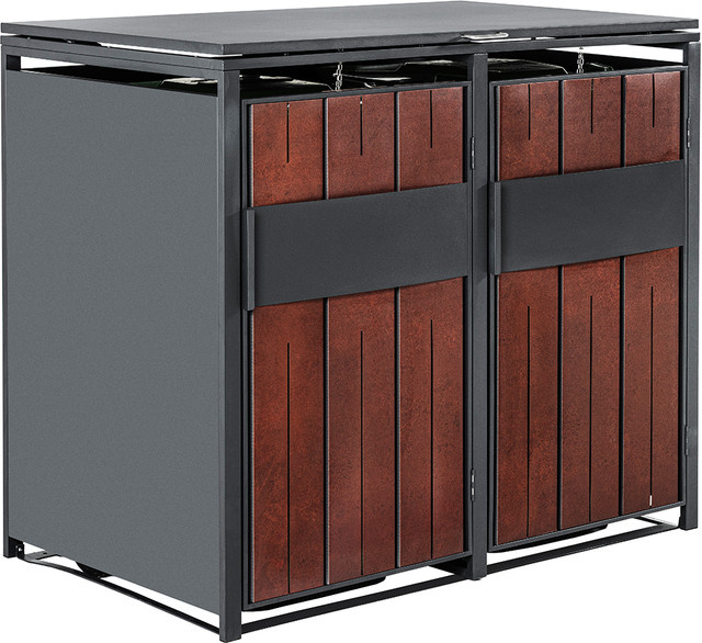 2er Mülltonnenbox aus Stahl in Anthrazit, B/T/H: 132 x 80 x 116 cm - Bild 1