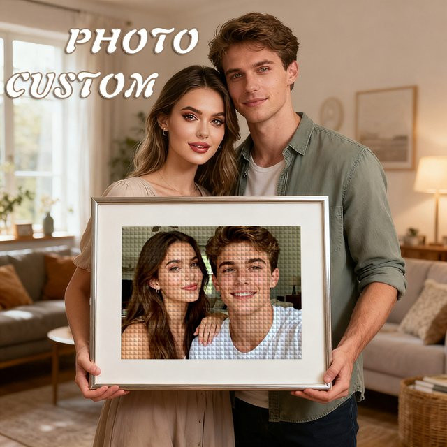 EverShine DIY 5D Diamant Malerei Set mit personalisiertem Foto, Rund geschliffene Bohrer, Mosaik Stickerei Kit, Mehrfarbig, B/H: 20 x 20 cm - Bild 1