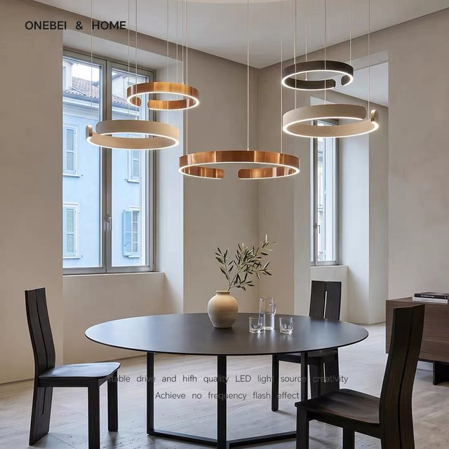 ONEBEI Moderne Home C Ring LED Pendelleuchte mit integrierter LED für Wohnzimmer Schlafzimmer und Hotel - Bild 1