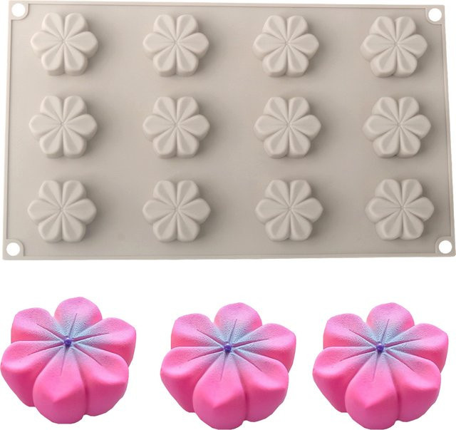 SHENHONG Silikon Backform mit Chrysanthemen und Kirschblüten Design für Kakao Bean Pudding und Schokolade - Bild 1