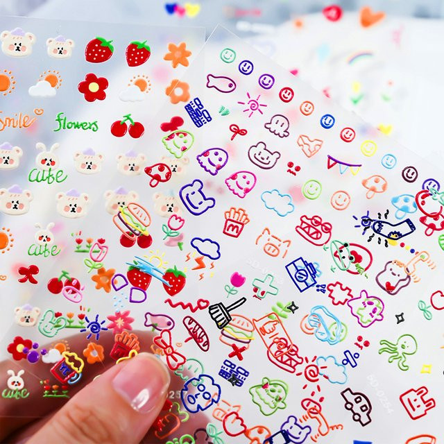 HotPress Nagelkunst-Aufkleber, Bunte Tier- Blumen- und Frucht-Motive, Kinder und Frauen - Bild 1
