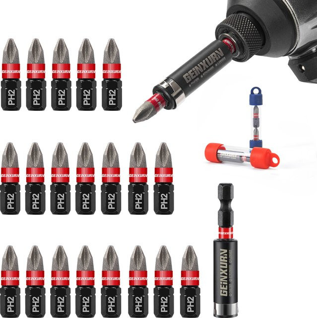Geinxurn Diamantbeschichtetes Schlagschrauber-Bit-Set aus S2-Stahl, Magnetisches PH2-Bit-Set in Mehrfarbig - Bild 1