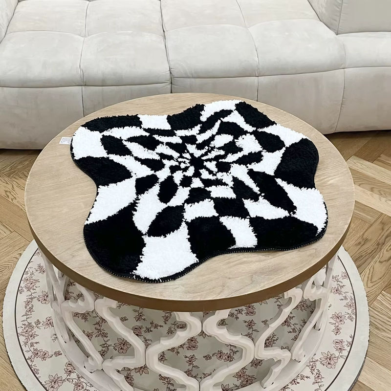 LAKEA Handgetufteter Teppich mit abstraktem 3D-Illusion Design in Schwarz-Weiß - Bild 6