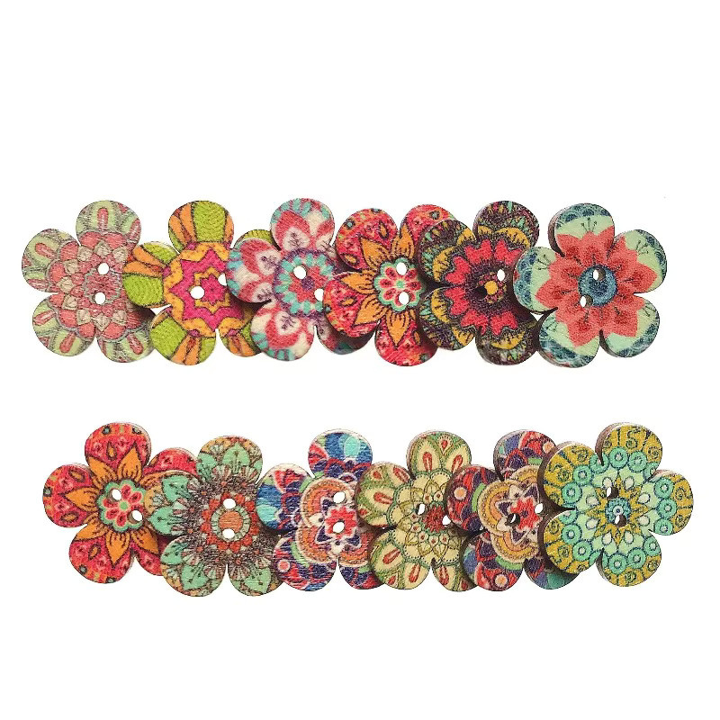 50 Stück Holzknöpfe rund mit 2 Löchern in Multicolour, Durchmesser: 20 mm für DIY, Nähen und Scrapbooking - Bild 2