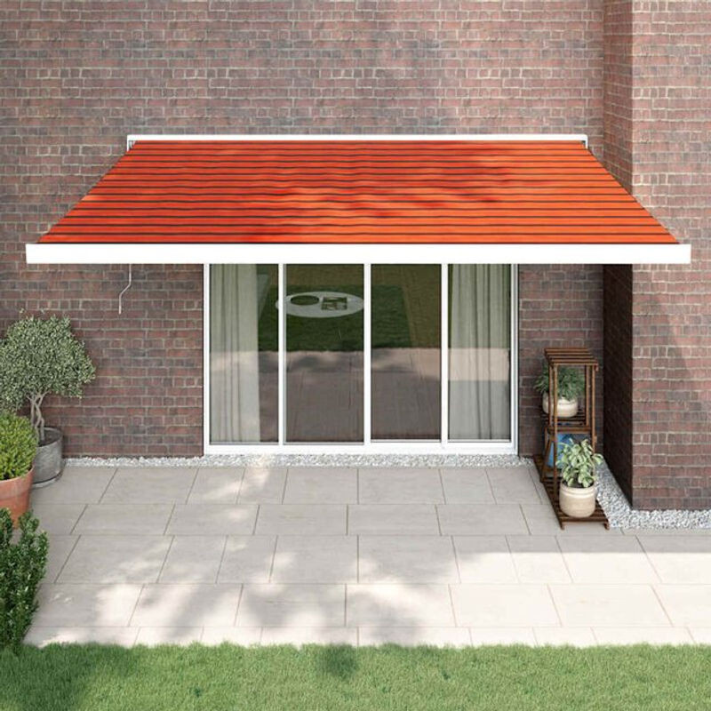Einziehbare Markise von Vidaxl aus Stoff und Aluminium in Orange und Braun - Bild 1
