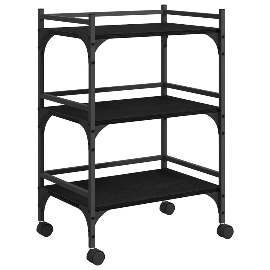 vidaXL Küchentrolley in Schwarz und Eichen-Optik mit Rollen, B/T/H: 50 x 35 x 75,5 cm - Bild 2