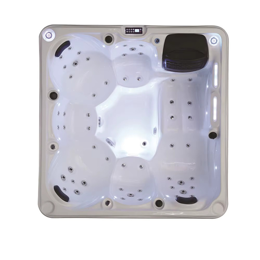 Tuboom 5-Sitzer Whirlpool SPA mit Hydromassage und Lounge aus Acryl, B/T/H: 212 x 212 x 90 cm - Bild 3