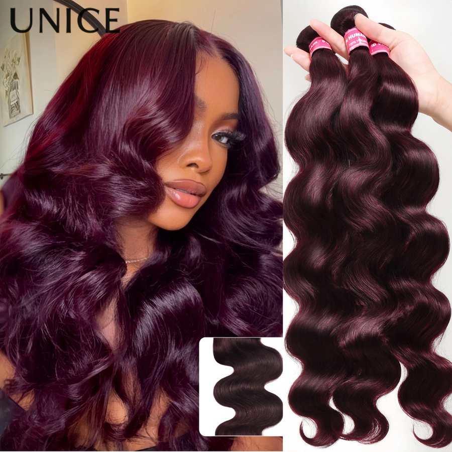 UNice Black Cherry Body Wave Echthaar-Bündel, 100 g pro Bündel - Bild 2