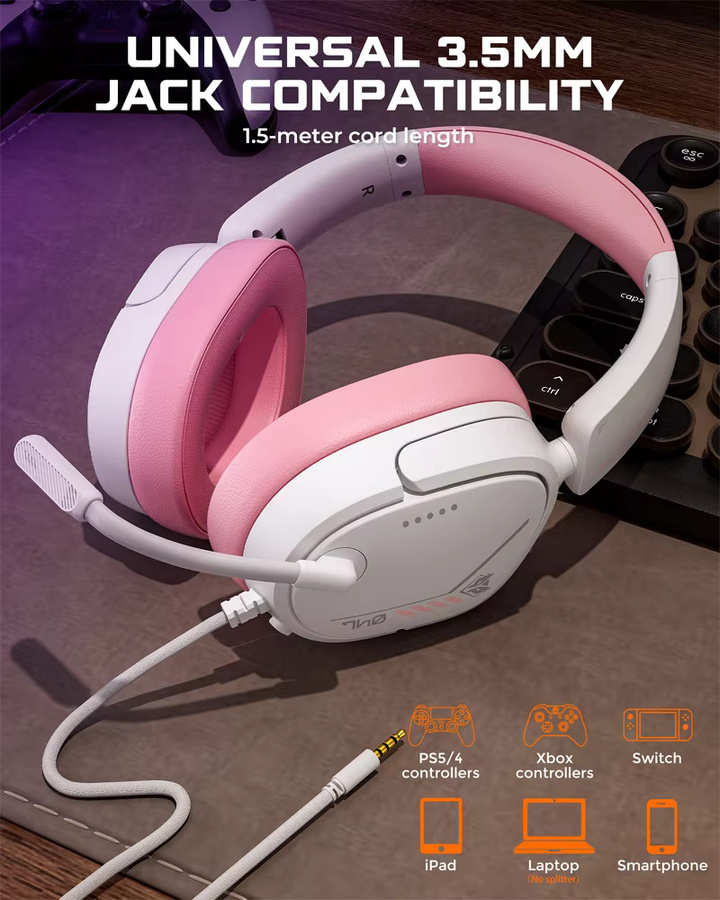 NUBWO HG04L Gaming-Headset in Pink mit unidirektionalem Mikrofon und 3,5 mm Anschluss für PlayStation, Xbox und Switch - Bild 4