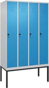C+P Spind Classic PLUS Garderobenschrank mit 4 Abteilen, Gestell aus Stahl mit Einbrennbeschichtung, Sicherheits-Drehriegel, 4 Garderobenhaken und mittiger Trennwand, H x B x T: 212 x 120 x 50 cm - Bild 1