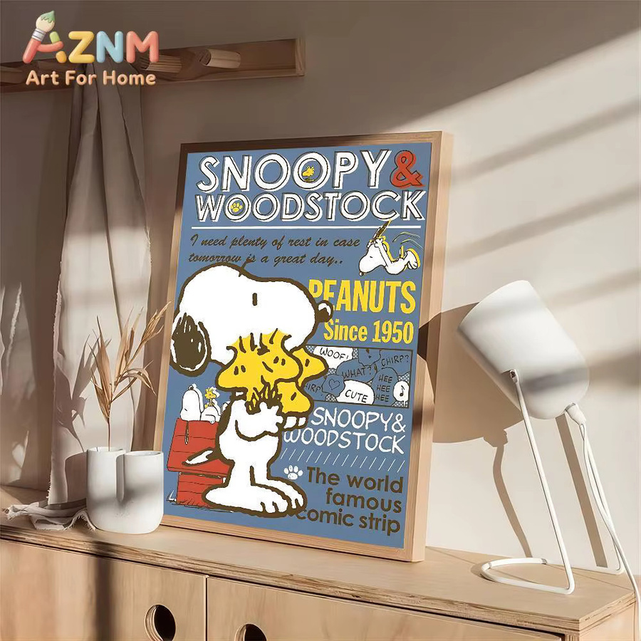 Kayou Vintage Hundeposter mit Snoopy-Motiv als dekoratives Wandbild aus Papier in Mehrfarben - Bild 4