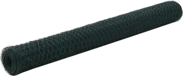 vidaXL Drahtzaun aus Stahl mit grüner PVC-Beschichtung, B: 25 m, H: 1,2 m - Bild 1