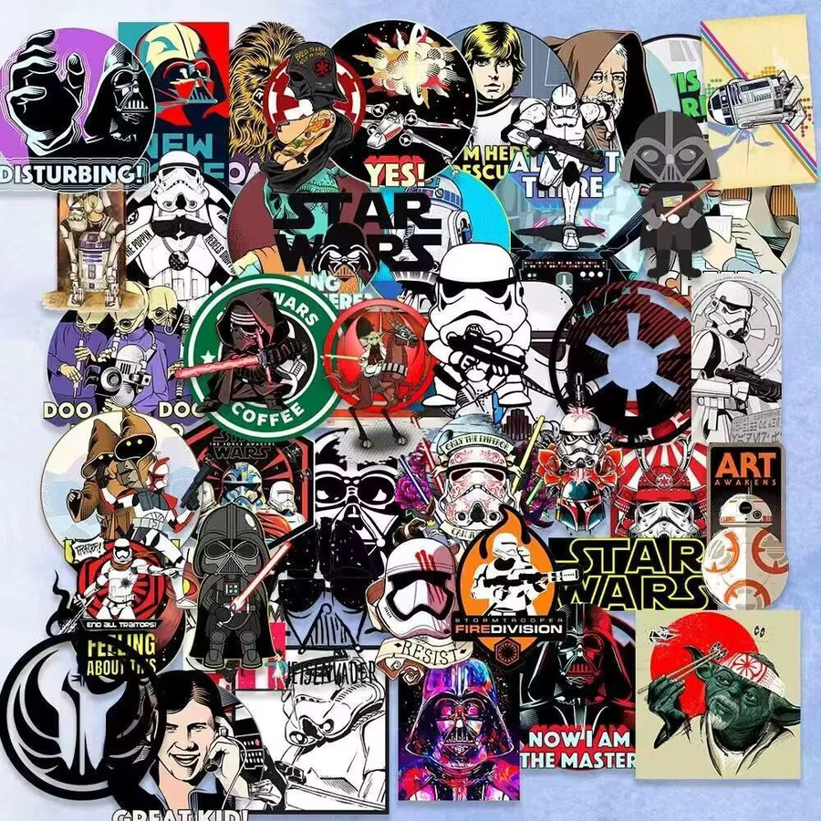 60 Star Wars Cartoon-Graffiti Aufkleber in Multicolour für Skateboard, Mobiltelefone und Gepäck, wasserfeste dekorative Aufkleber - Bild 3